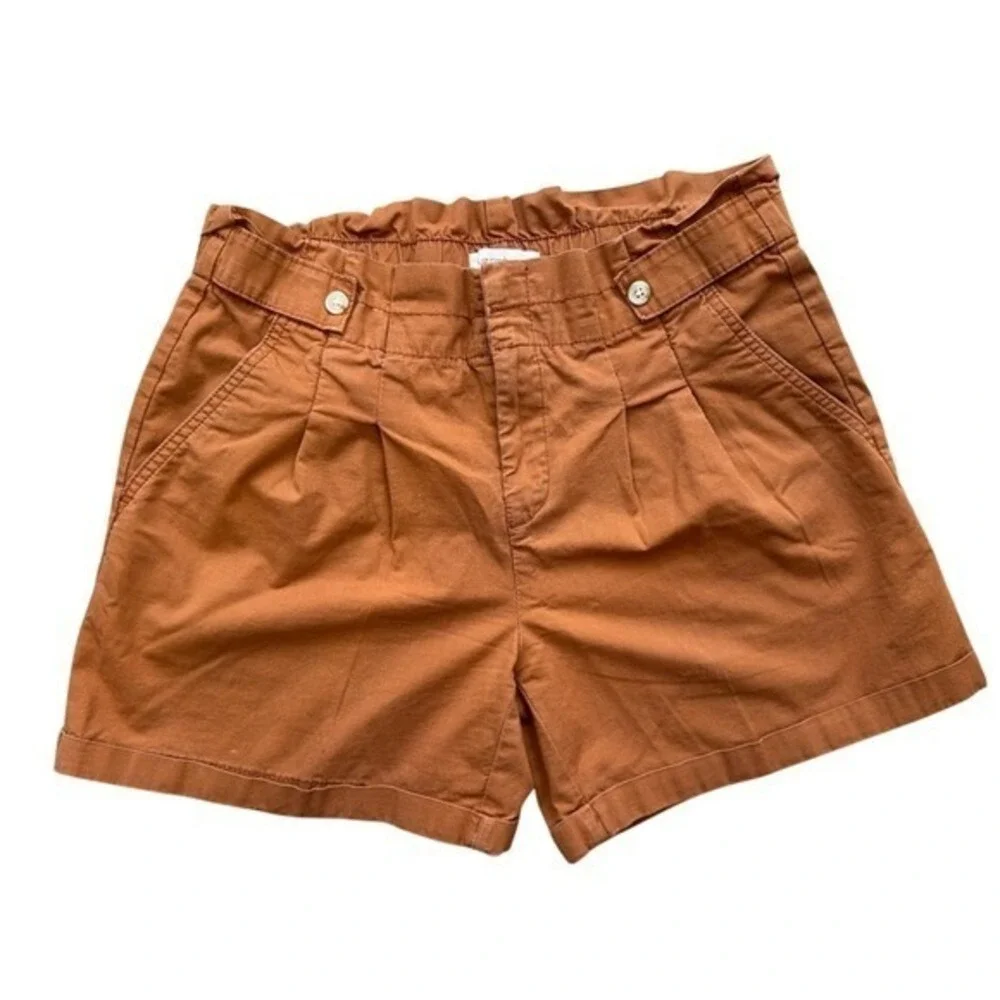 Liz Claiborne Linen Blend Paperbag Waist Shorts Terracotta Rust Womens Size 8